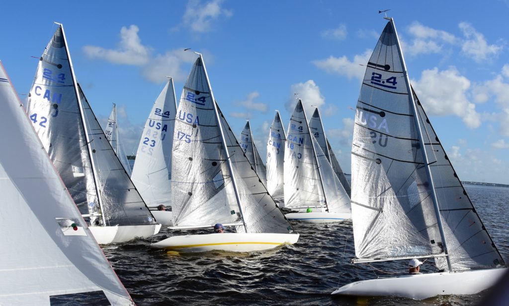 2.4mR Sailboats at start line