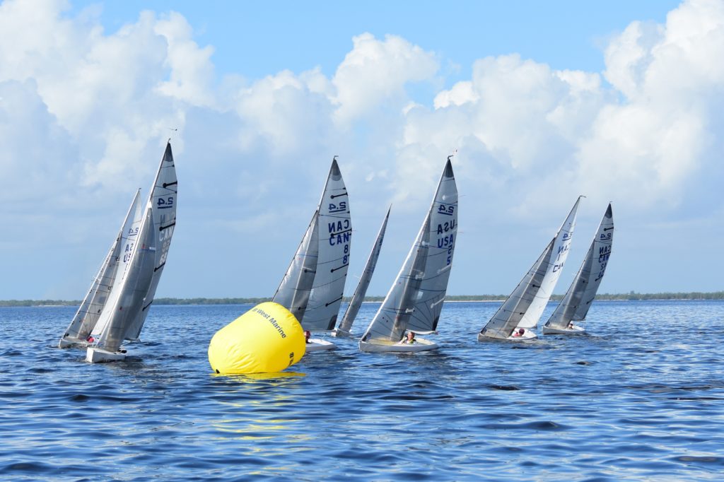 2.4mR Sailboats rounding mark 1